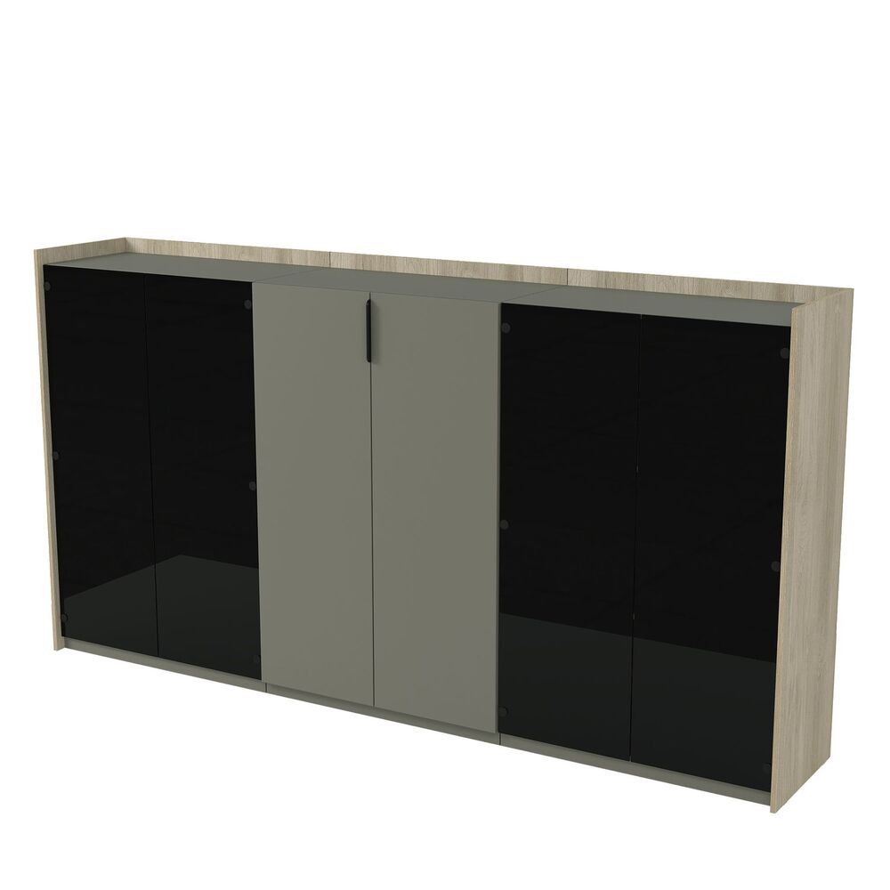 Шкаф средний, со стеклом, трехсоставный