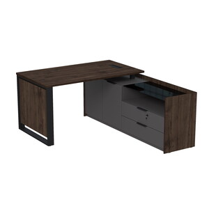 Стол рабочий с люч, на опорной двусоставной тумбе, с ящиками, с замком