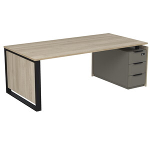 Стол рабочий на опорной угловой тумбе, с ящиками, с код замком