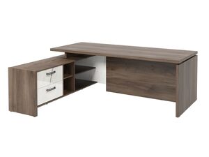 Стол руководителя с опорной тумбой (левый) (Фурнитура черная)