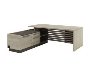 Стол руководителя с опорной тумбой с блоком розеток (левый)