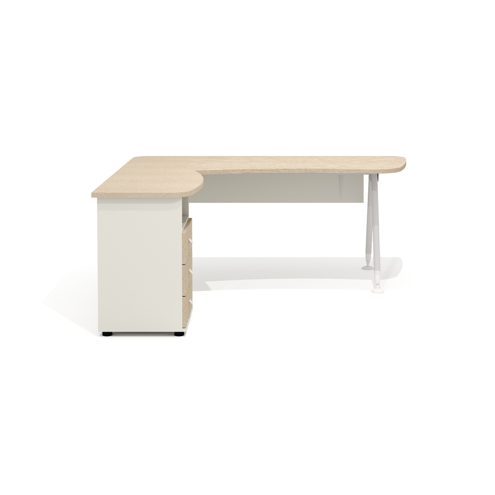 Составной эргономичный стол на металлокаркасе левый