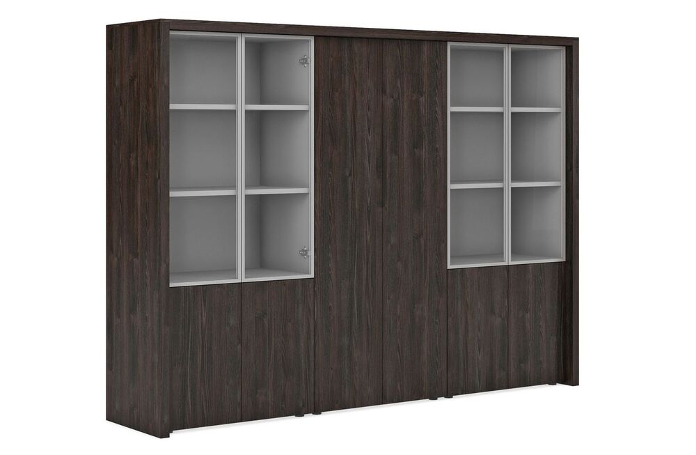 Композиция (2 шкафа комбинированных и гардероб с декоративной обвязкой)