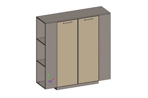 Шкаф средний универсальный с боковыми стеллажами (двери в ал. рамке)
