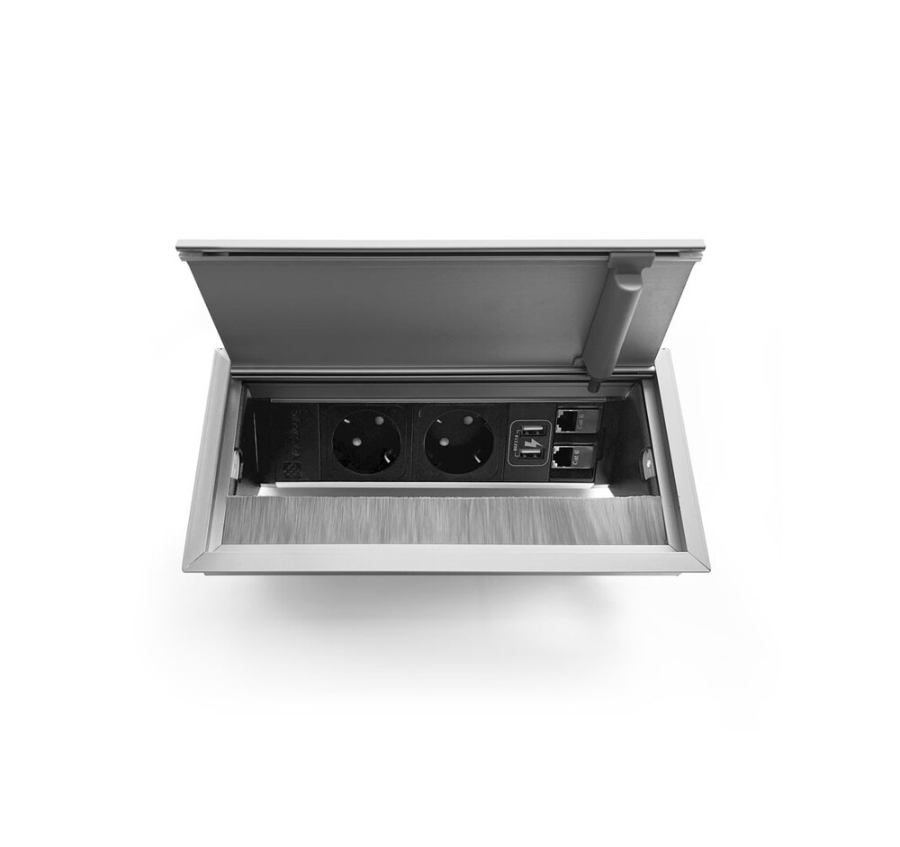 VersaFlap 2sh+2Rj45+2Usb (AA) АЛЮМИНИЙ/ЧЕРНЫЙ