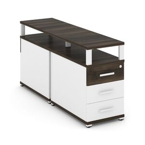 Тумба двухсторонняя приставная 3 ящика с надставкой