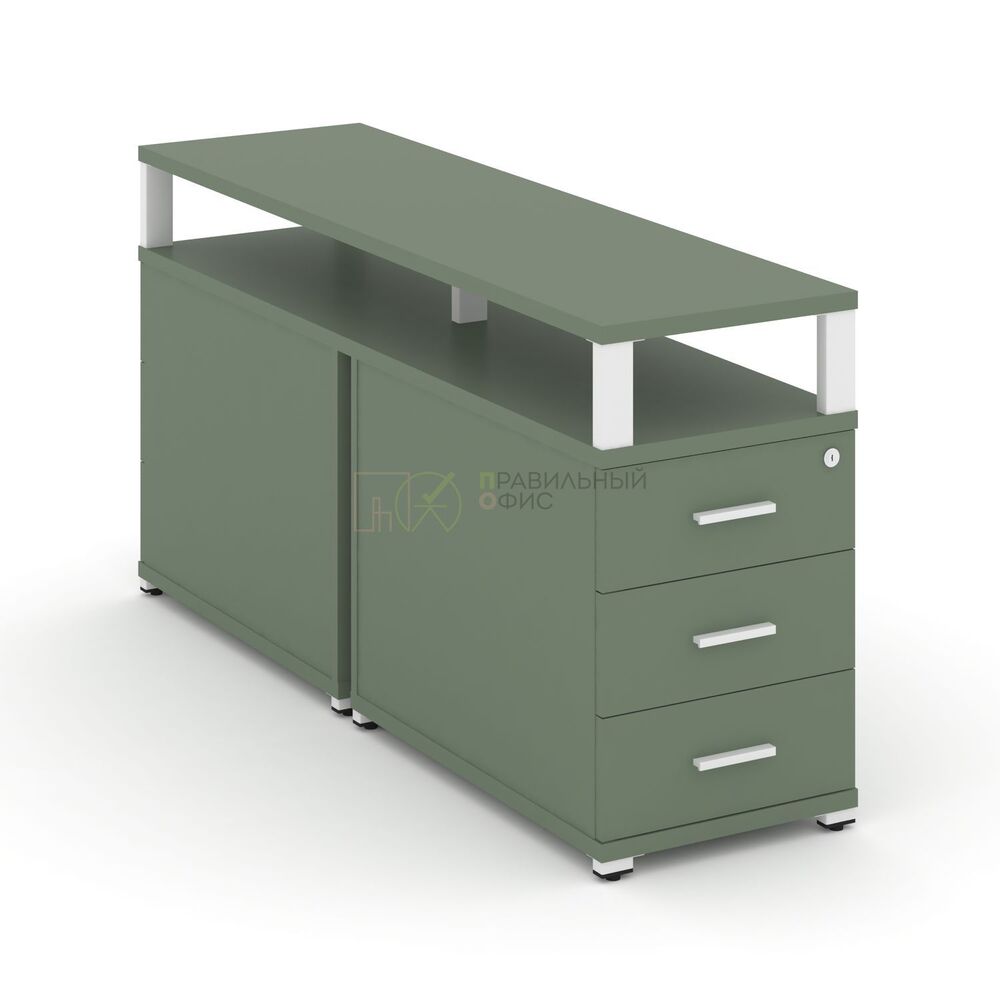 Тумба двухсторонняя приставная 3 ящика с надставкой