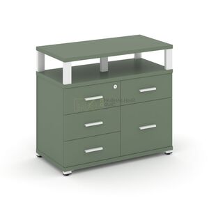 Тумба приставная широкая 4 ящика + 1 распашной фасад с надставкой широкой