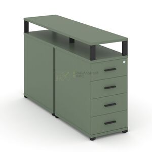 Тумба двухсторонняя опорная/приставная 4 ящика с надставкой