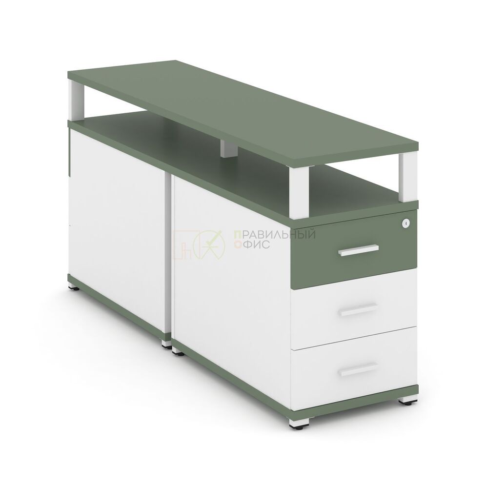 Тумба двухсторонняя приставная 3 ящика с надставкой