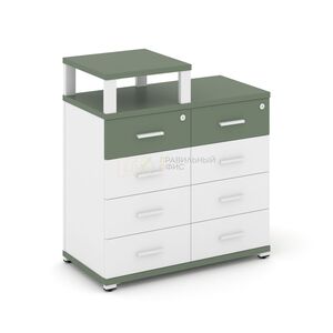 Тумба приставная широкая 8 ящиков с надставкой узкой