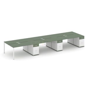 Рабочая станция на 6 мест с тремя опорными тумбами