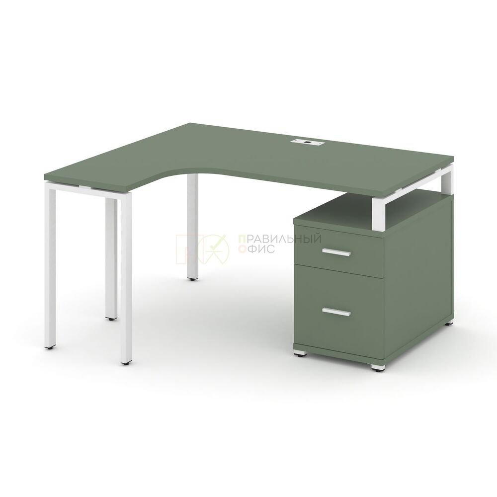 Стол эргономичный левый с опорной тумбой