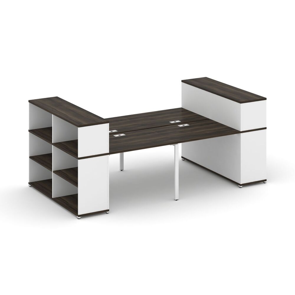 Рабочая станция с опорными стеллажами с надставкой низкой