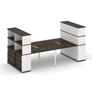 Рабочая станция с опорными шкафами купе с надставкой высокой