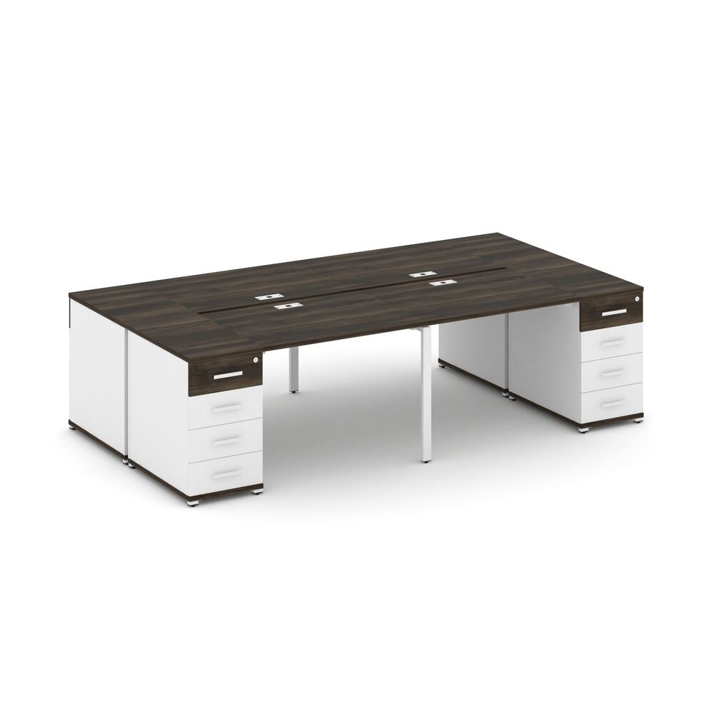 Рабочая станция на 4 места с двумя опорными тумбами