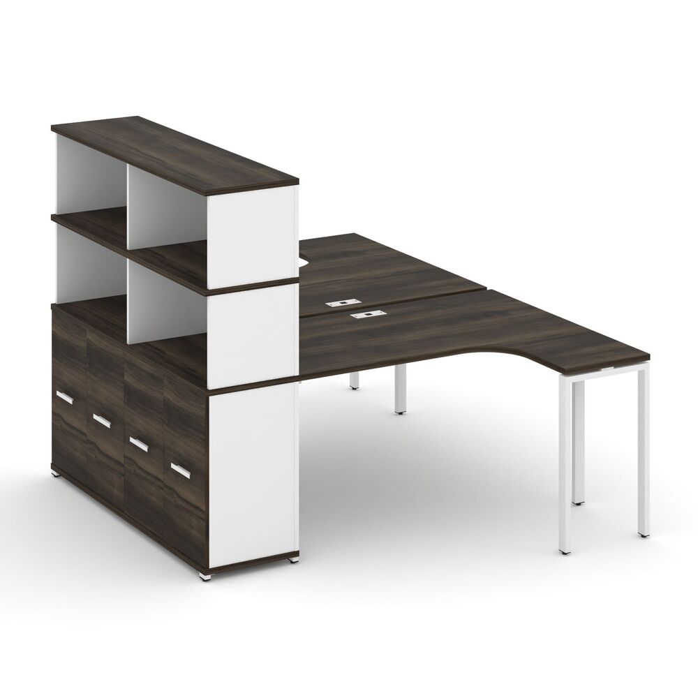 Рабочая станция с опорным распашным шкафом с надставкой высокой