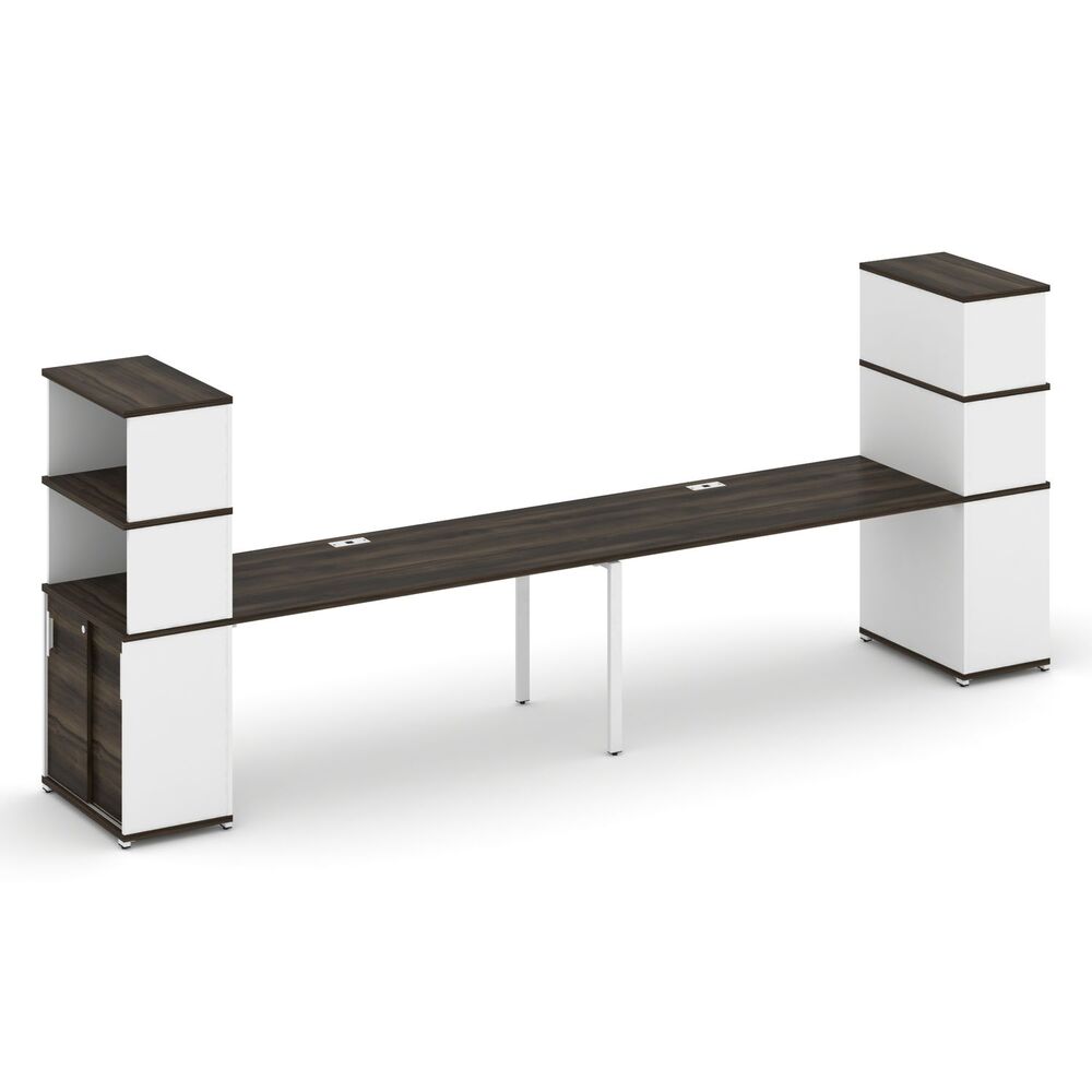 Рабочая станция с опорными шкафом купе с надставкой высокой