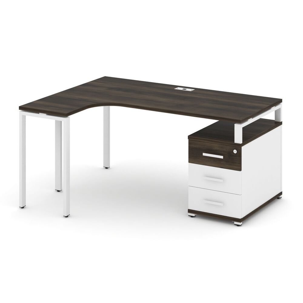 Стол эргономичный левый с опорной тумбой