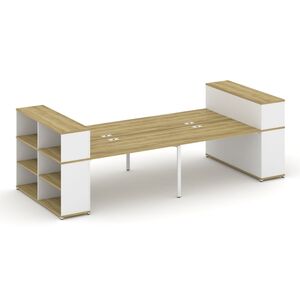 Рабочая станция с опорными стеллажами с надставкой низкой