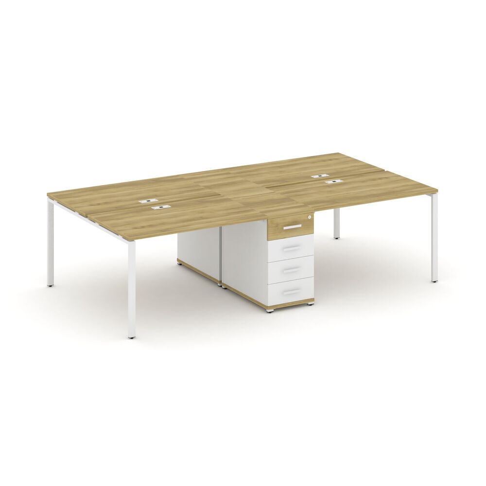 Рабочая станция на 4 места с одной опорной тумбой