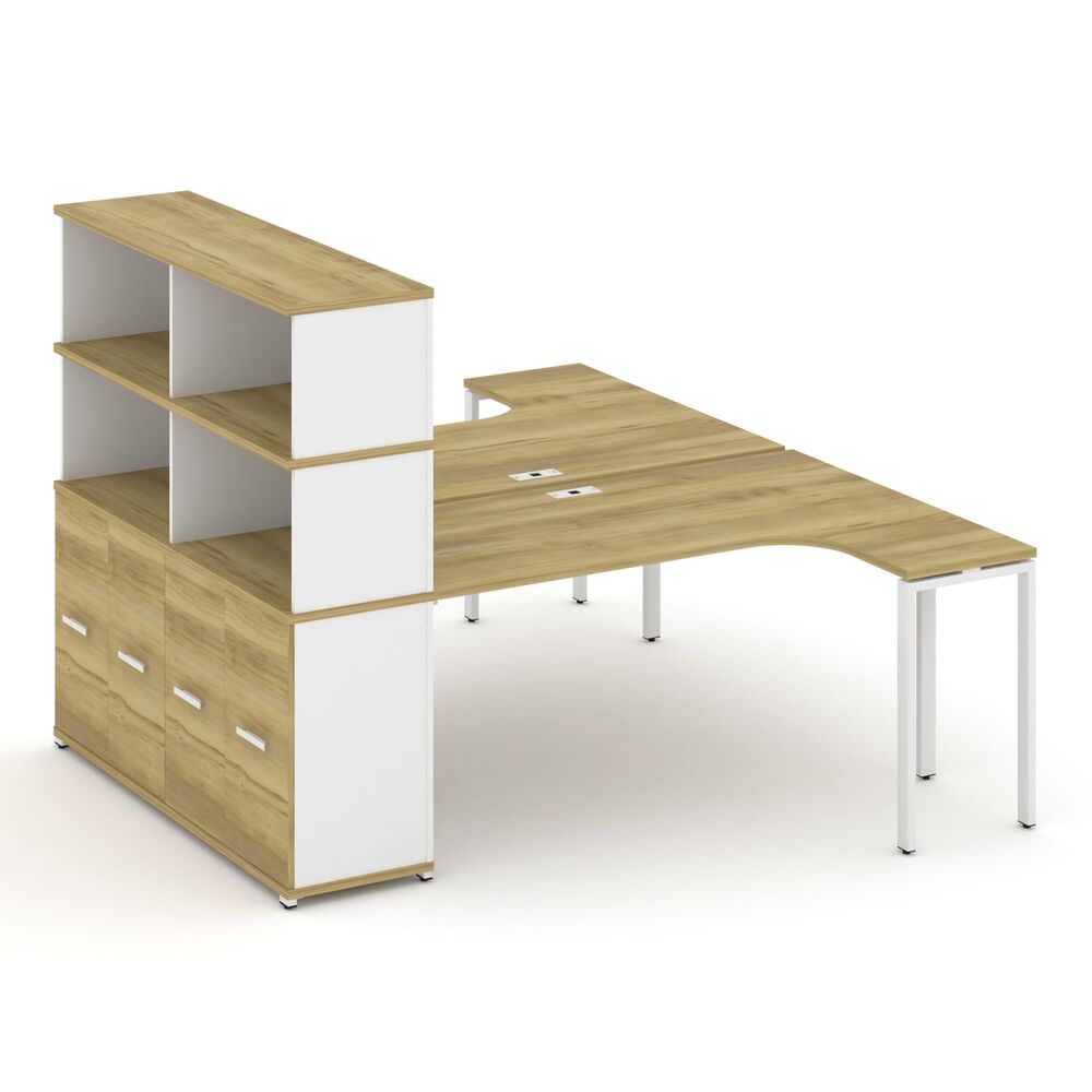 Рабочая станция с опорным распашным шкафом с надставкой высокой