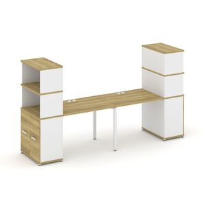 Рабочая станция с опорными распашными шкафами с надставкой высокой