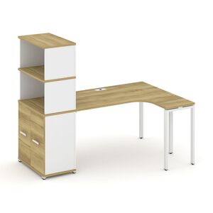 Стол эргономичный с опорным распашным шкафом с надставкой высокой правый