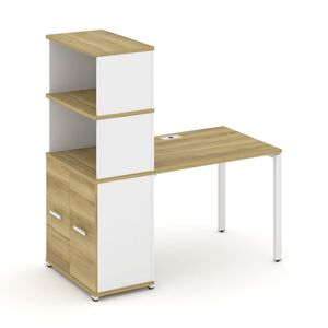Стол рабочий с опорным распашным шкафом с надставкой высокой
