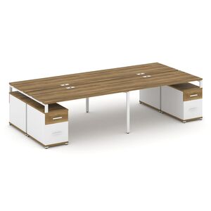 Рабочая станция на 4 места с двумя двухсторонними опорными тумбами