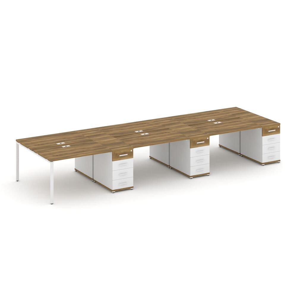 Рабочая станция на 6 мест с тремя опорными тумбами