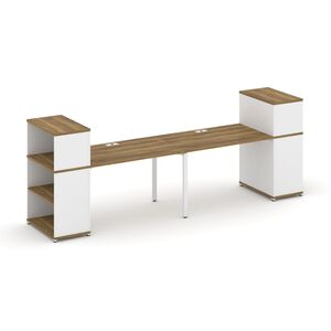 Рабочая станция с опорными стеллажами с надставкой низкой