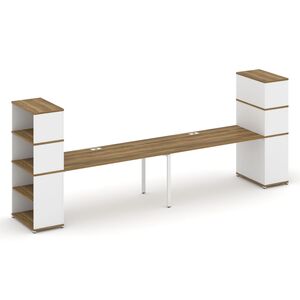 Рабочая станция с опорными стеллажами с надставкой высокой