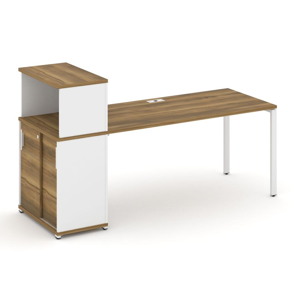 Стол рабочий с опорным шкафом купе с надставкой низкой