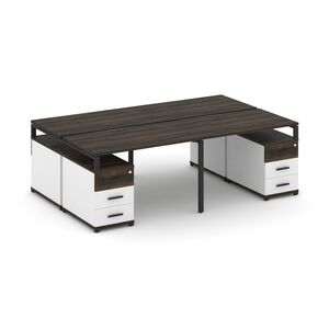 Рабочая станция на 4 места с двумя двухсторонними опорными тумбами