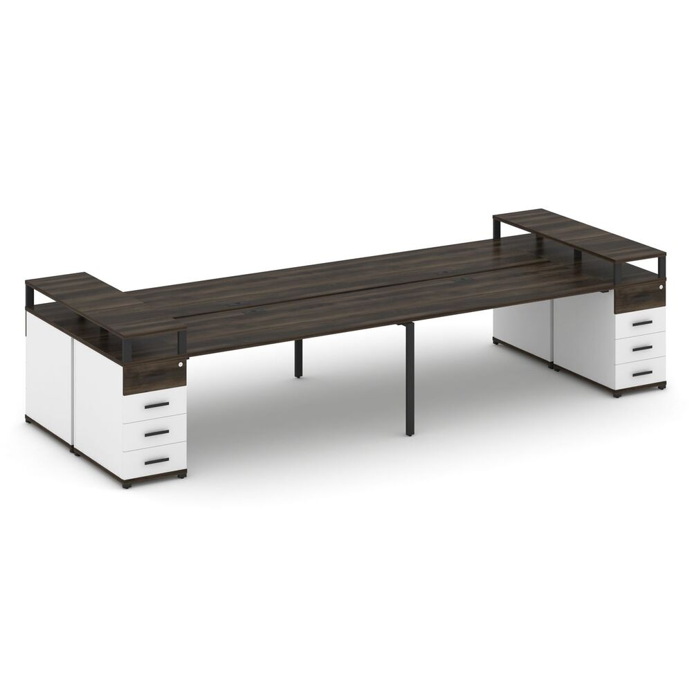 Рабочая станция на 4 места с двумя опорными тумбами