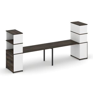 Рабочая станция с опорными распашными шкафами с надставкой высокой