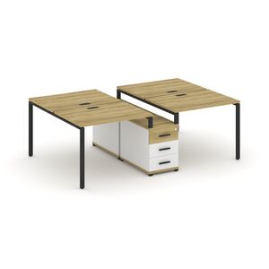 Рабочая станция на 4 места с двухсторонней опорной тумбой