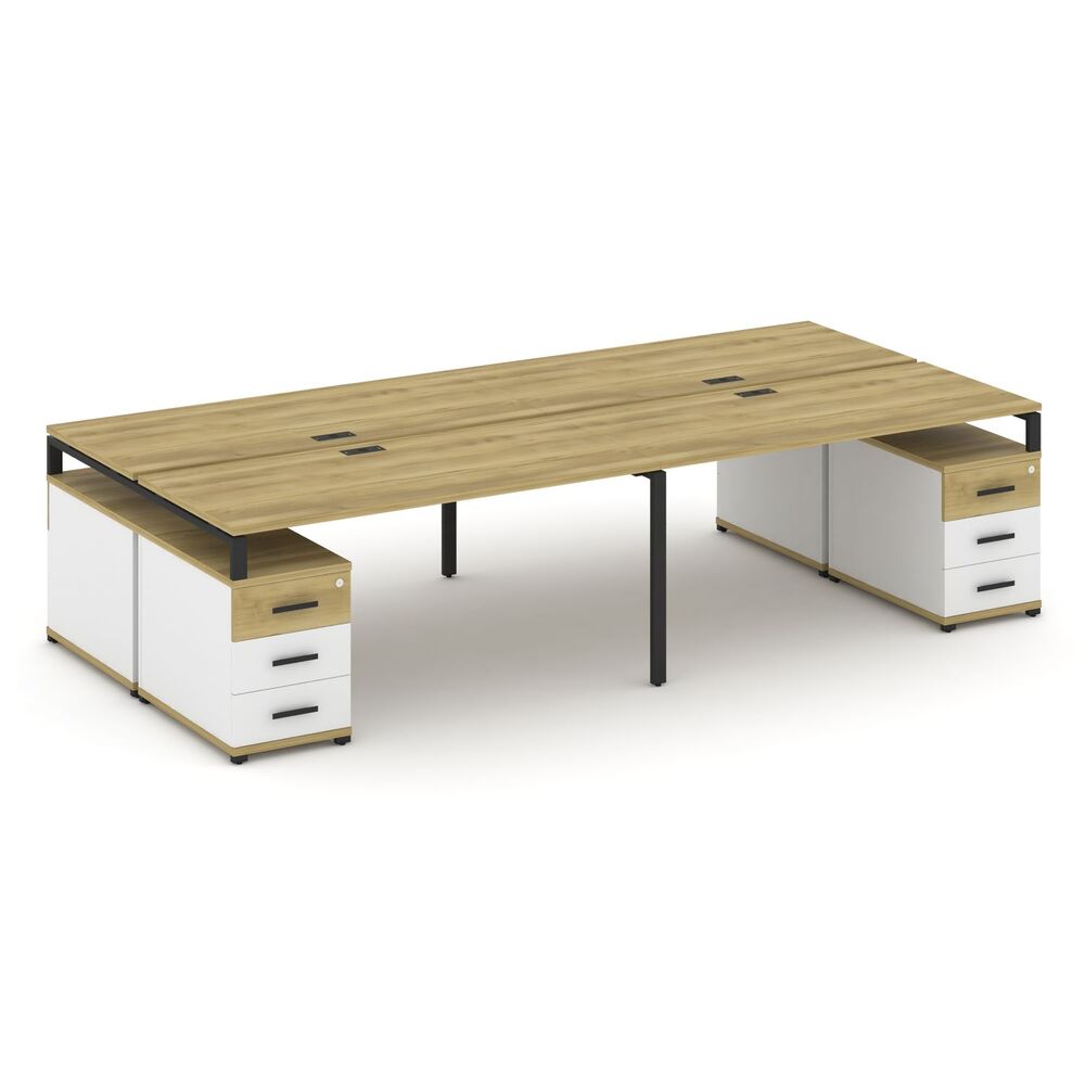 Рабочая станция на 4 места с двумя двухсторонними опорными тумбами