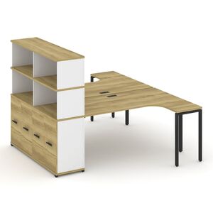 Рабочая станция с опорным распашным шкафом с надставкой высокой