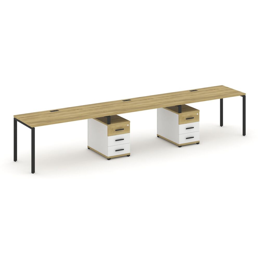 Рабочая станция на 3 места с двумя опорными тумбами