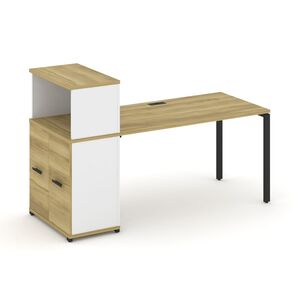 Стол рабочий с опорным распашным шкафом с надставкой низкой