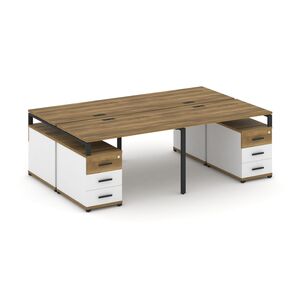 Рабочая станция на 4 места с двумя двухсторонними опорными тумбами