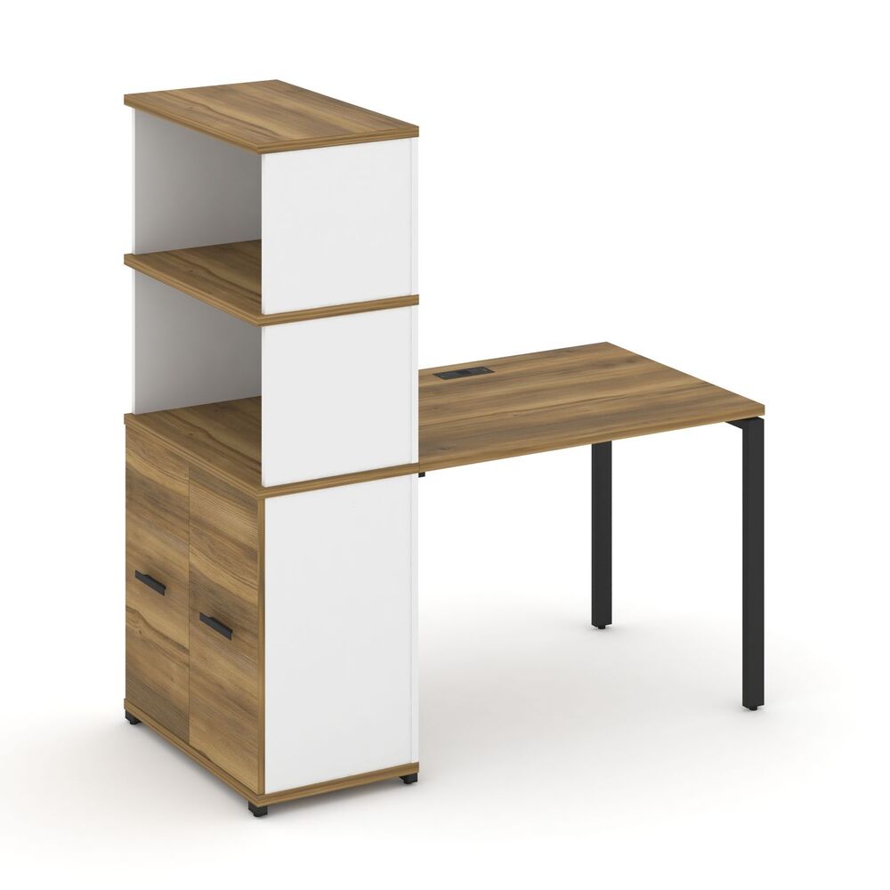 Стол рабочий с опорным распашным шкафом с надставкой высокой