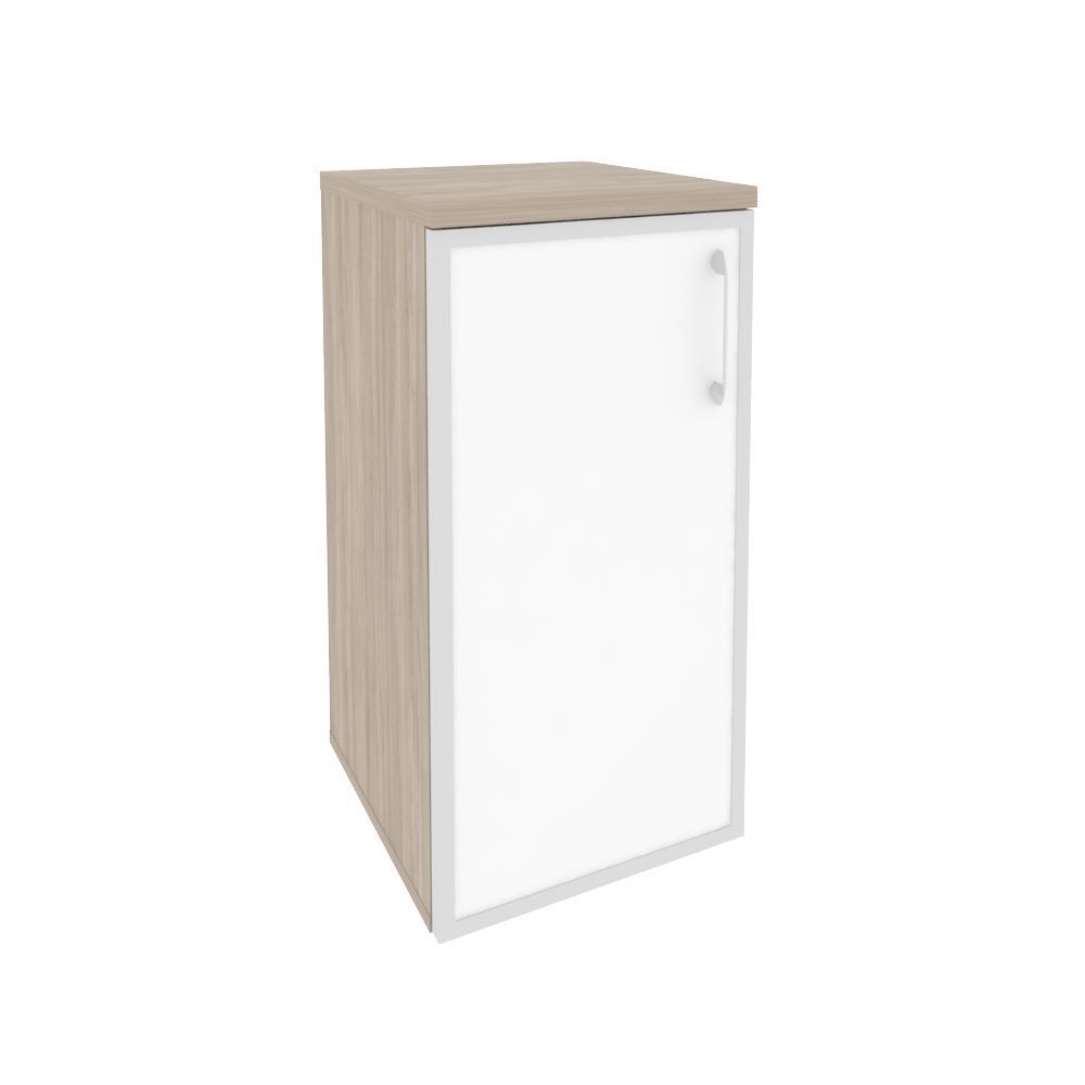 Шкаф низкий узкий левый (стекло белое)