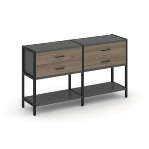 Двухсекционный стеллаж двухярусный с ящиками