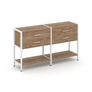 Двухсекционный стеллаж двухярусный с ящиками