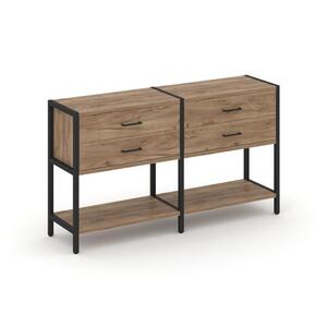 Двухсекционный стеллаж двухярусный с ящиками