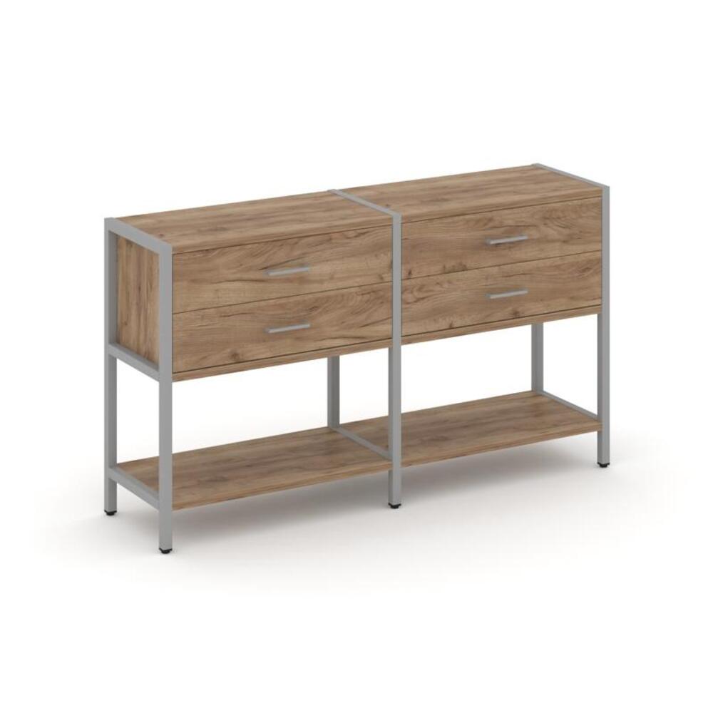 Двухсекционный стеллаж двухярусный с ящиками