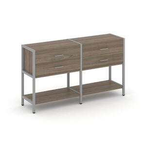 Двухсекционный стеллаж двухярусный с ящиками